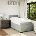 cadre de lit et matelas Gris clair 100x200cm Velours