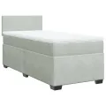 cadre de lit et matelas Gris clair 100x200cm Velours