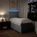 cadre de lit avec matelas gris clair 80x200 cm tissu