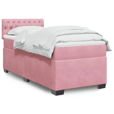 cadre de lit avec matelas Rose 90x200 cm Velours