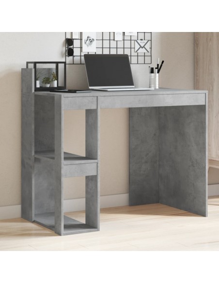 Bureau gris béton 103,5x56,5x94 cm bois d'ingénierie