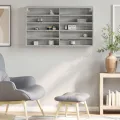 Armoire à vitrine sonoma gris 100x15x58 cm bois d'ingénierie