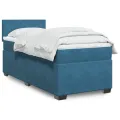 cadre de lit avec matelas bleu 90x190 cm velours