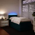 cadre de lit avec matelas bleu 90x190 cm velours