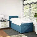 cadre de lit avec matelas bleu 90x190 cm velours