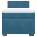 cadre de lit avec matelas bleu 90x190 cm velours