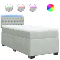 cadre de lit et matelas Gris clair 90x190 cm Velours