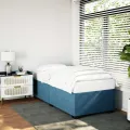 Cadre de lit sans matelas bleu 90x190 cm velours