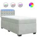 cadre de lit et matelas Gris clair 90x190 cm Velours