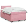 cadre de lit avec matelas rose 120x190 cm velours