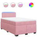 cadre de lit avec matelas rose 120x190 cm velours
