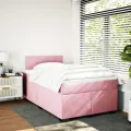 cadre de lit avec matelas rose 120x190 cm velours