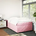cadre de lit avec matelas rose 120x190 cm velours