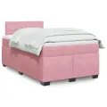 cadre de lit avec matelas rose 120x190 cm velours