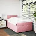 cadre de lit avec matelas rose 120x190 cm velours
