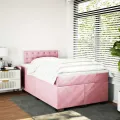 cadre de lit avec matelas rose 120x190 cm velours