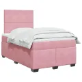 cadre de lit avec matelas rose 120x190 cm velours