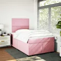 cadre de lit avec matelas rose 120x190 cm velours