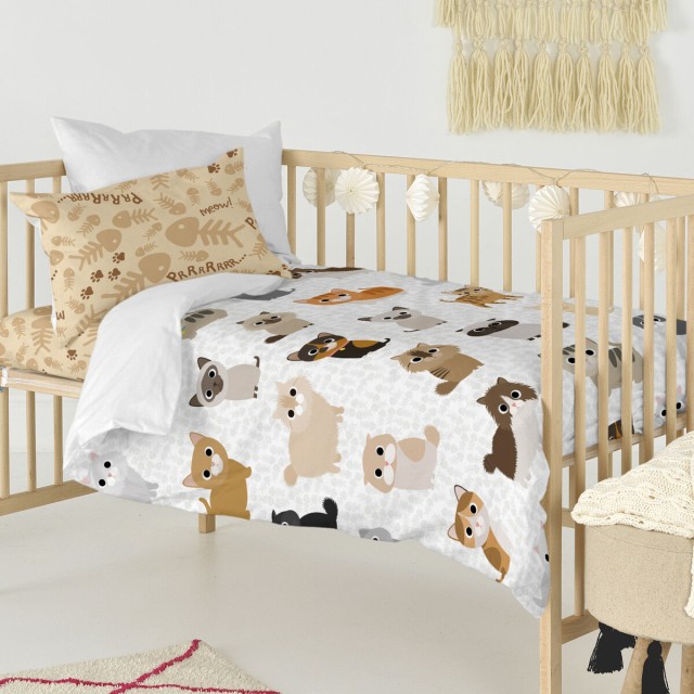 Set di copripiumino HappyFriday Mr Fox Cats Multicolore Culla Neonato