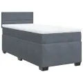 cadre de lit et matelas Gris foncé 90x190 cm Velours
