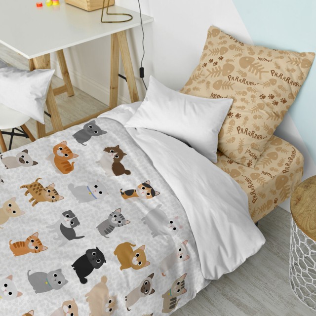 Parure de couette HappyFriday Mr Fox Cats Multicouleur Lit 1 persone 2