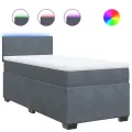 cadre de lit avec matelas gris foncé simple velours
