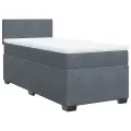 cadre de lit avec matelas gris foncé simple velours
