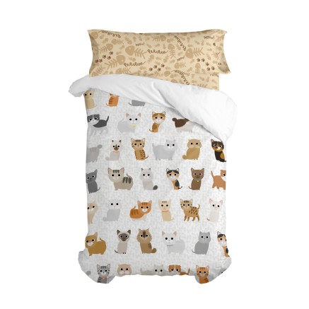 Parure de couette HappyFriday Mr Fox Cats Multicouleur Lit 1 persone 2