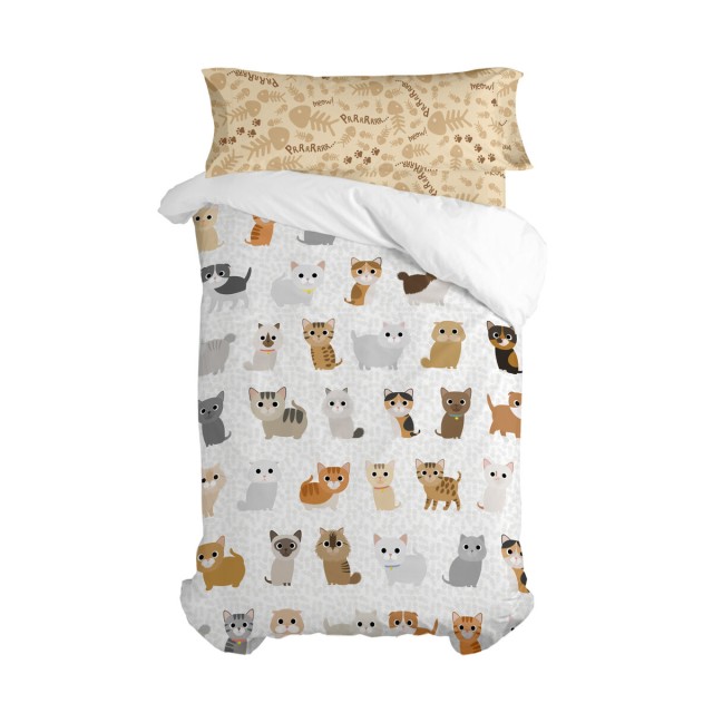 Parure de couette HappyFriday Mr Fox Cats Multicouleur Lit 1 persone 2