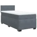 cadre de lit et matelas Gris foncé 90x190 cm Velours