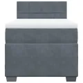 cadre de lit et matelas Gris foncé 90x190 cm Velours