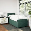 cadre de lit et matelas Vert foncé 80x200 cm Velours