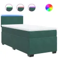 cadre de lit et matelas Vert foncé 80x200 cm Velours