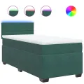cadre de lit et matelas Vert foncé 80x200 cm Velours