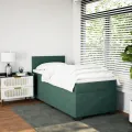 cadre de lit et matelas Vert foncé 80x200 cm Velours