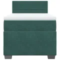 cadre de lit et matelas Vert foncé 80x200 cm Velours