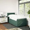 cadre de lit et matelas Vert foncé 80x200 cm Velours