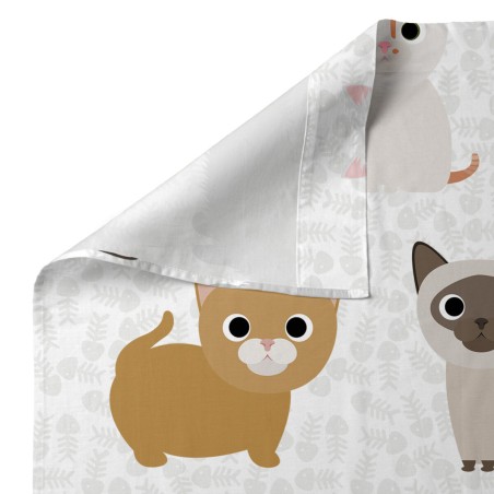 Jeu de draps HappyFriday Mr Fox Cats Multicouleur Lit 1 persone 2 Piè