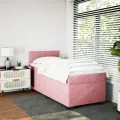 cadre de lit et matelas Rose 80x200 cm Velours