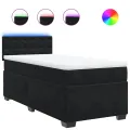 cadre de lit avec matelas noir simple velours