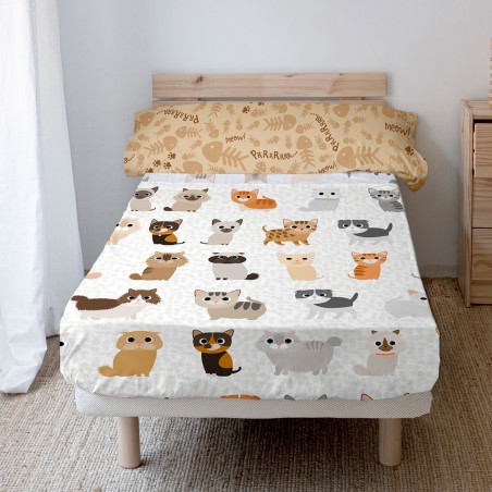 Juego de Sábanas HappyFriday Mr Fox Cats Multicolor Cama de 80/90 2 P