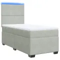 cadre de lit et matelas Gris clair 80x200 cm Velours
