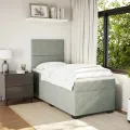 cadre de lit et matelas Gris clair 80x200 cm Velours
