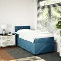 cadre de lit et matelas Bleu foncé 80x200 cm Velours
