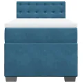 cadre de lit et matelas Bleu foncé 80x200 cm Velours