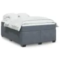 cadre de lit et matelas Gris foncé 140x200cm Velours