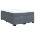 cadre de lit et matelas Gris foncé 140x200cm Velours