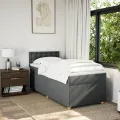 cadre de lit avec matelas gris foncé simple tissu