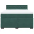 cadre de lit et matelas Vert foncé 140x200cm Velours