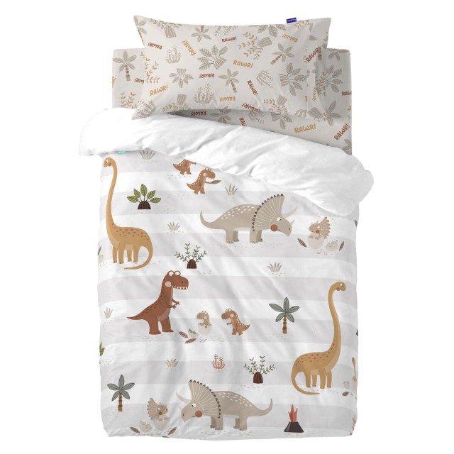 Duvet cover set HappyFriday Moshi Moshi Dino Family Multicolour Baby C
